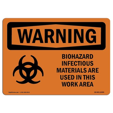 SIGNMISSION Safety Sign, OSHA WARNING, 12" Height, 18" Width, Rigid Plastic, Biohazard Infectious, Landscape OS-WS-P-1218-L-12495